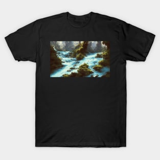 Fantasy Mountain River Landscape T-Shirt